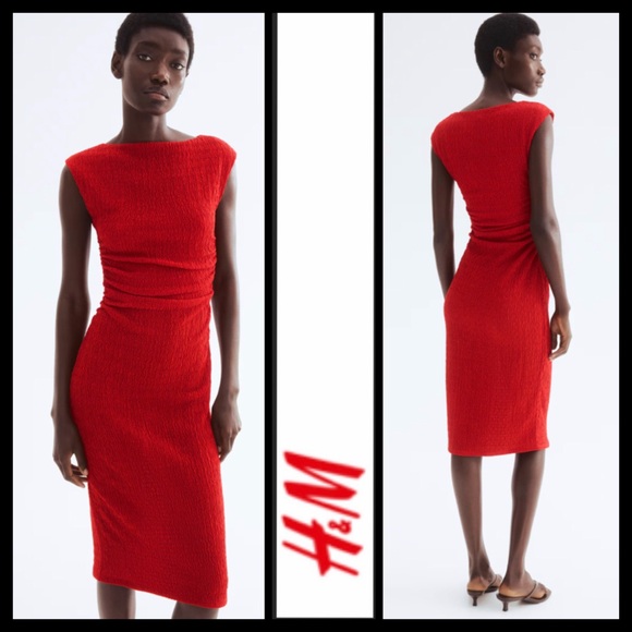 H&M Dresses & Skirts - NWT H&M Red Draped Bodycon Dress